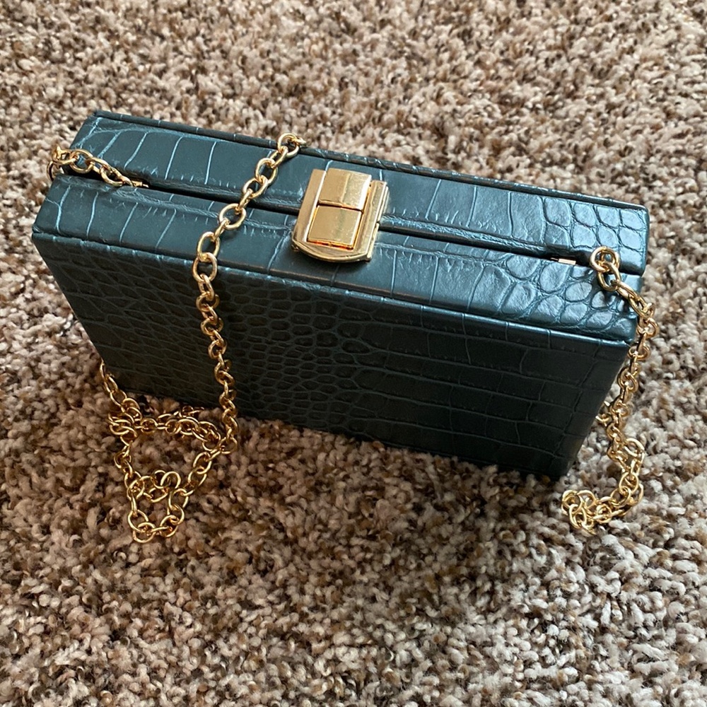 Green Faux Alligator box bag